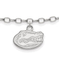 Sterling Silver Rhodium-plated LogoArt University of Florida Gator 9 inch Anklet, 9 x 14 mm