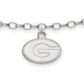 Sterling Silver Rhodium-plated LogoArt University of Georgia Letter G 9-inch Anklet, 9 x 15 mm