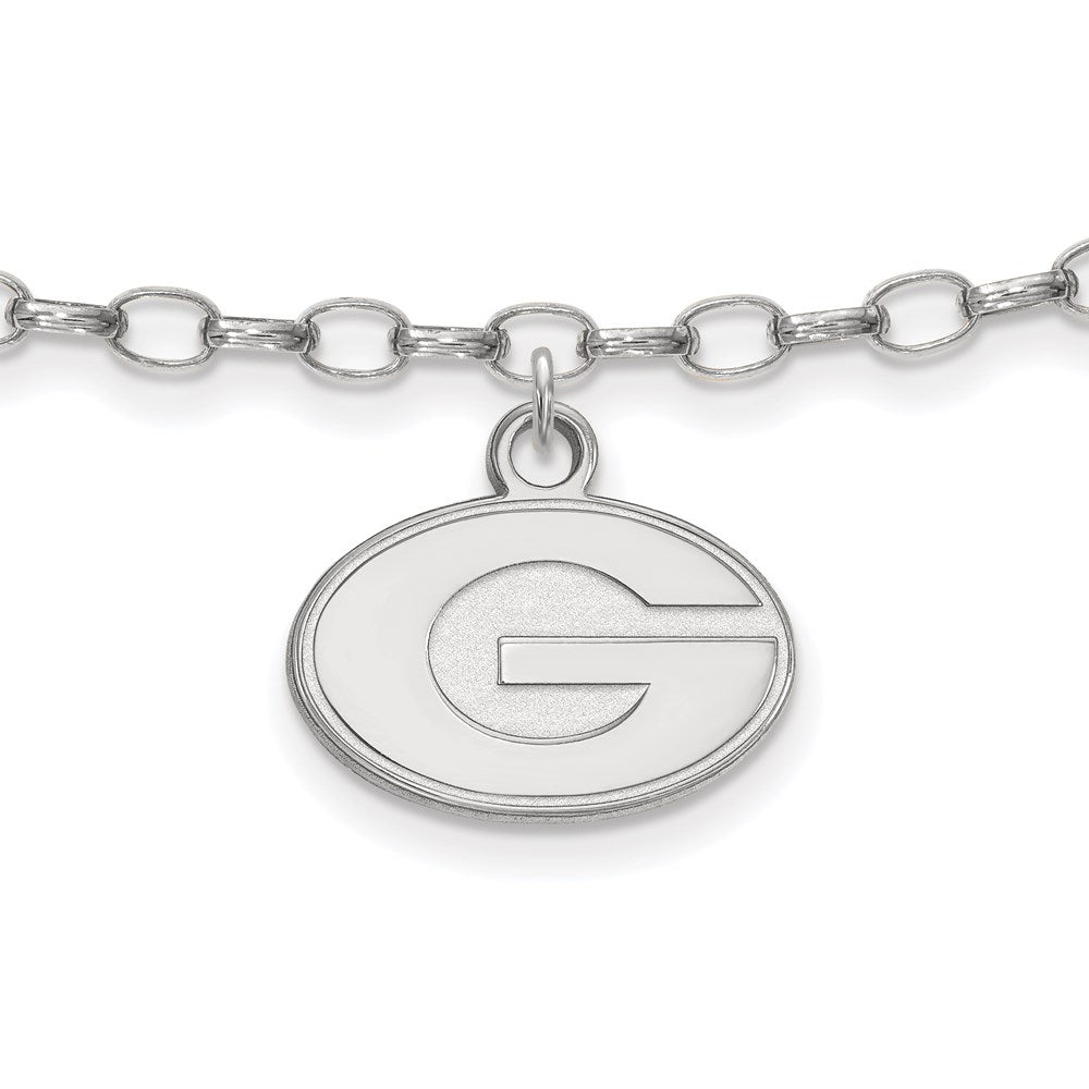 Sterling Silver Rhodium-plated LogoArt University of Georgia Letter G 9-inch Anklet, 9 x 15 mm