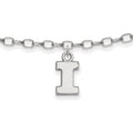 Sterling Silver Rhodium-plated LogoArt University of Illinois Letter I 9-inch Anklet, 9 x 6 mm