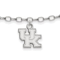 Sterling Silver Rhodium-plated LogoArt University of Kentucky U-K 9 inch Anklet, 9 x 12 mm