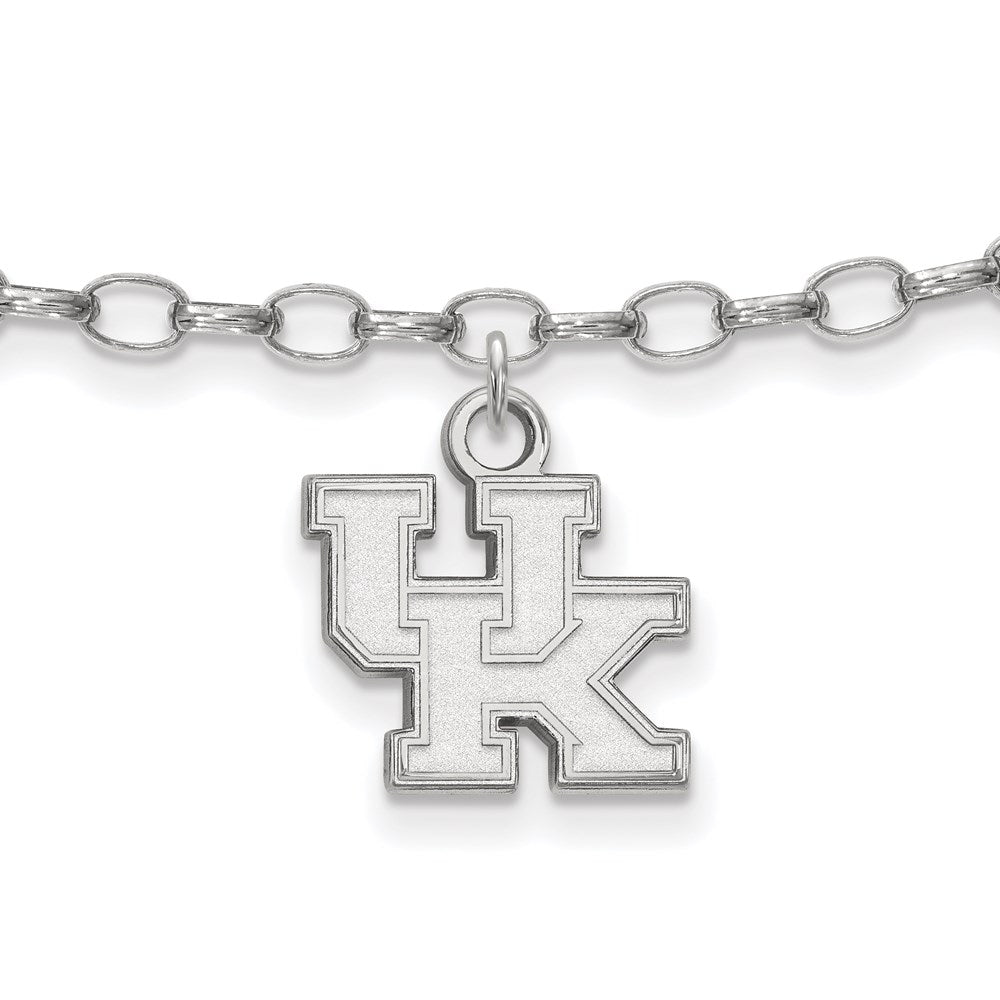 Sterling Silver Rhodium-plated LogoArt University of Kentucky U-K 9 inch Anklet, 9 x 12 mm