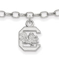 Sterling Silver Rhodium-plated LogoArt University of South Carolina 9 inch Anklet, 9 x 8 mm