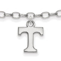 Sterling Silver Rhodium-plated LogoArt University of Tennessee Letter T 9 inch Anklet, 9 x 10 mm