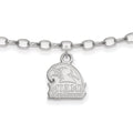 Sterling Silver Rhodium-plated LogoArt Miami University Ohio Redhawks 9 inch Anklet, 9 x 10 mm