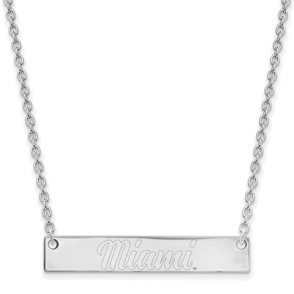 Sterling Silver Rhodium-plated LogoArt Miami University Ohio Small Bar 18 inch Necklace