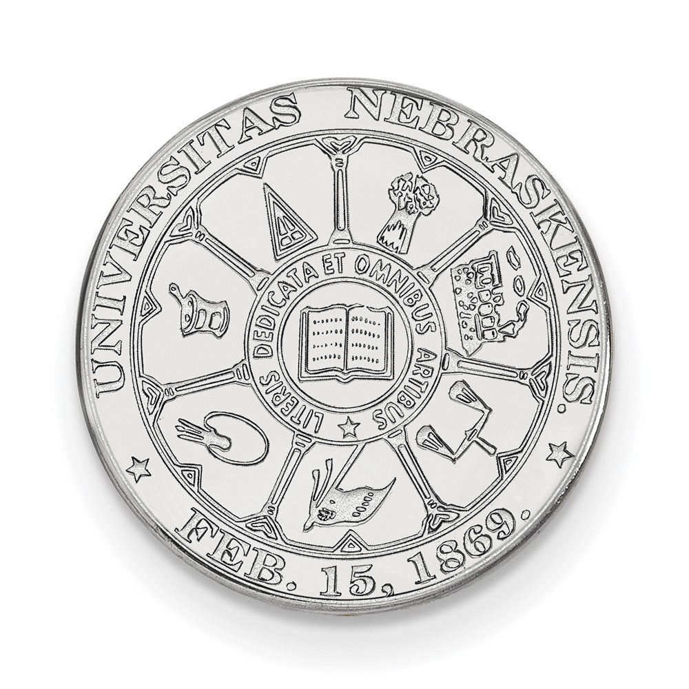 14k White Gold LogoArt University of Nebraska Crest Lapel Pin