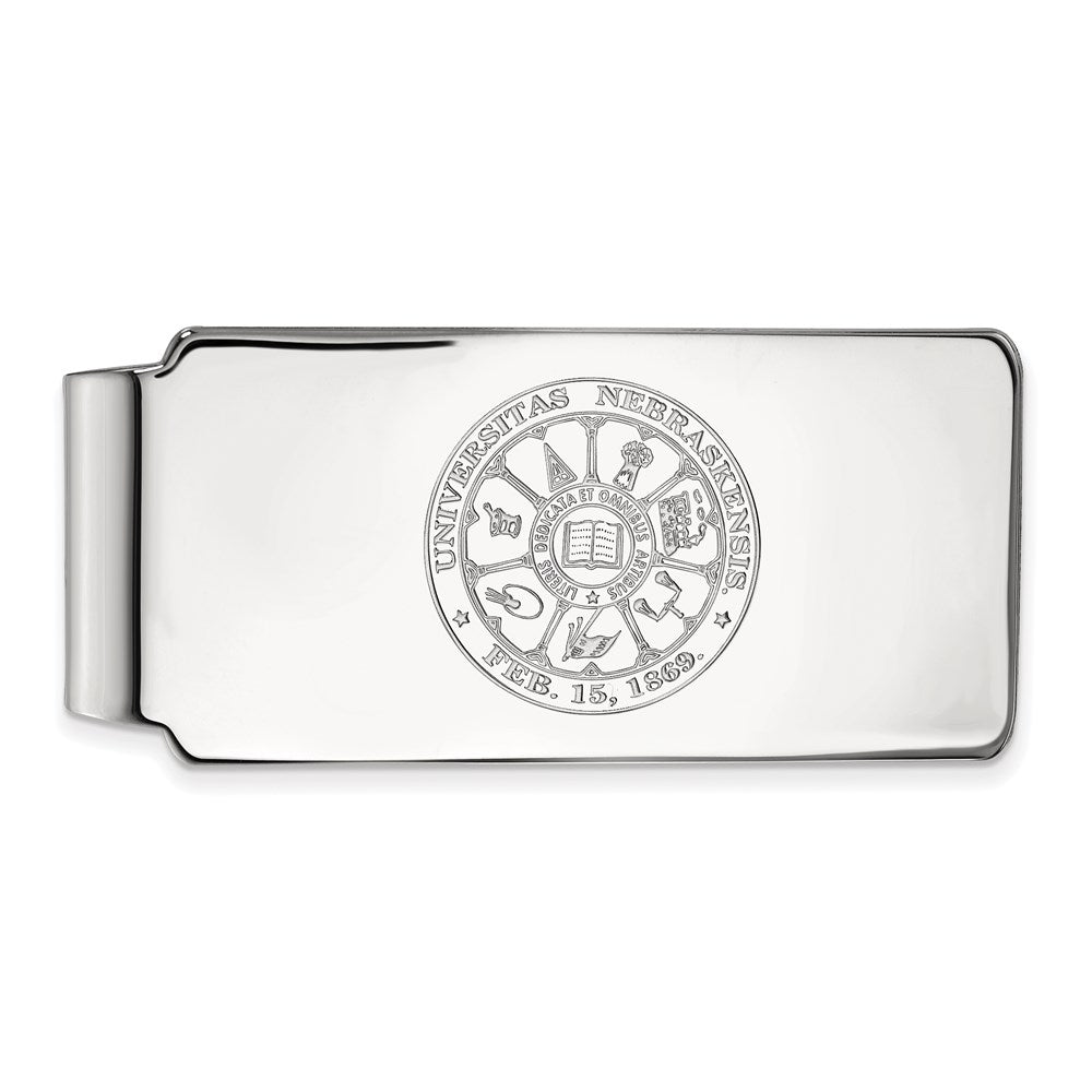 10k White Gold LogoArt University of Nebraska Crest Money Clip