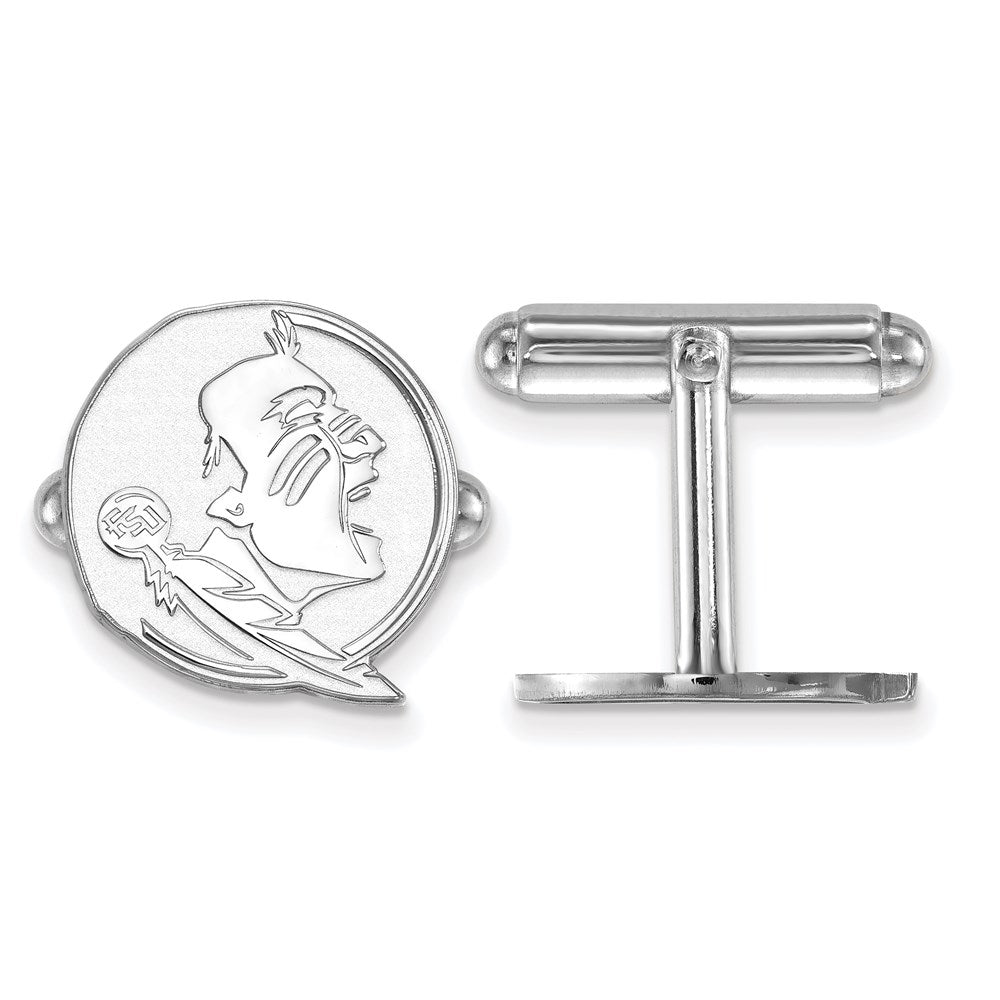 Sterling Silver Rhodium-plated LogoArt Florida State University Seminole Cuff Links