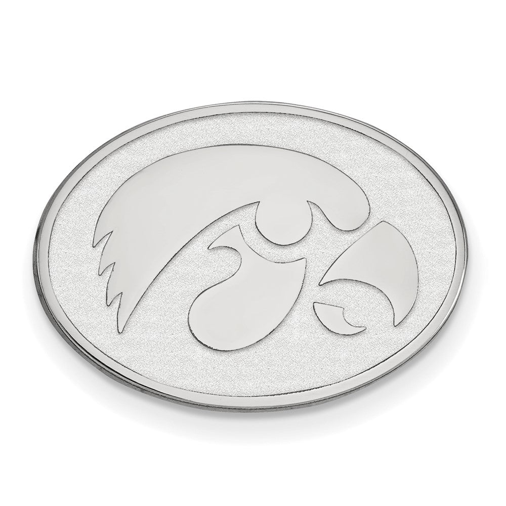 14k White Gold LogoArt University of Iowa Hawk Oval Lapel Pin