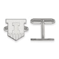Sterling Silver Rhodium-plated LogoArt University of Illinois Victory Badge Cuff Links