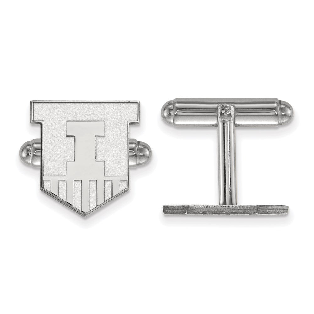 Sterling Silver Rhodium-plated LogoArt University of Illinois Victory Badge Cuff Links