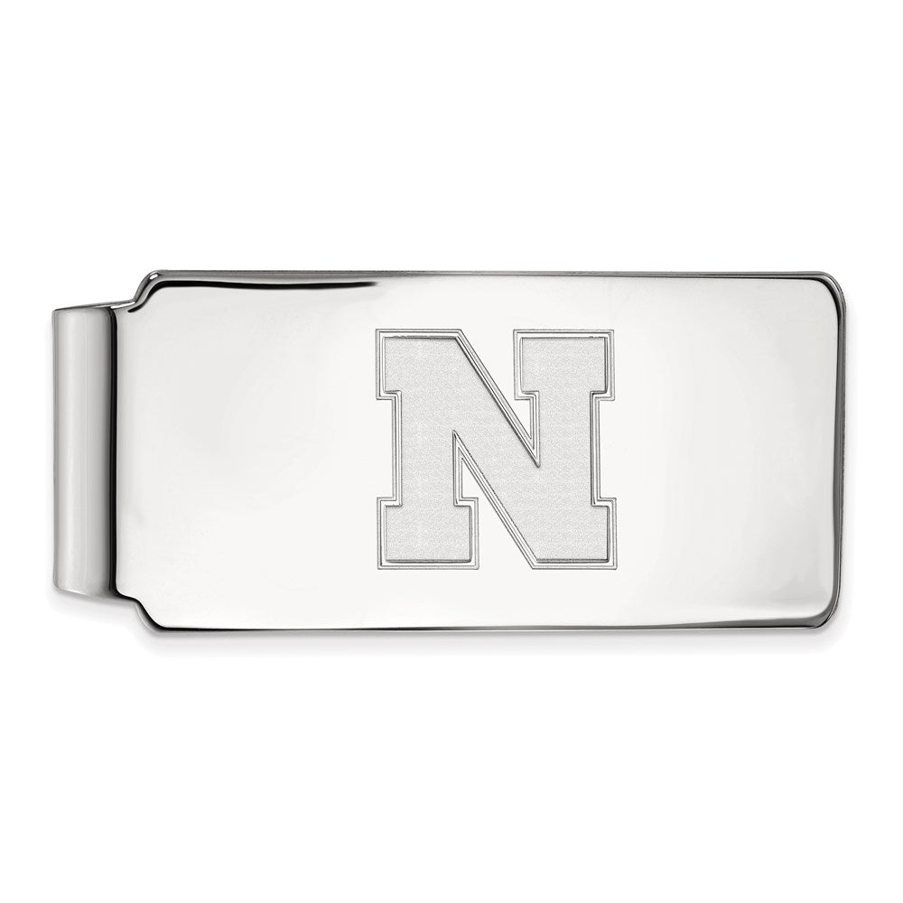Sterling Silver Rhodium-plated LogoArt University of Nebraska Letter N Money Clip