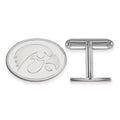 Sterling Silver Rhodium-plated LogoArt University of Iowa Hawk Oval Cuff Links
