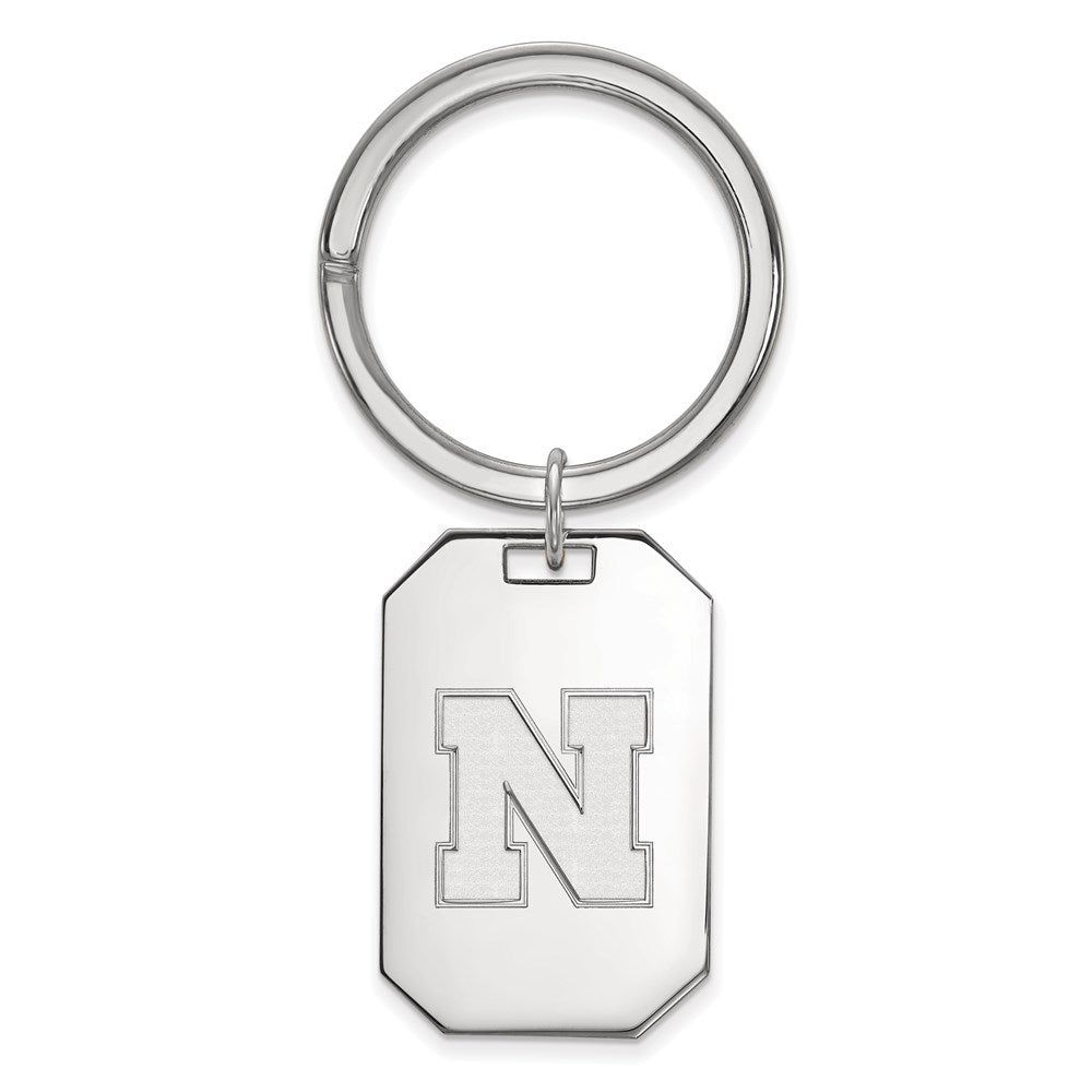 Sterling Silver Rhodium-plated LogoArt University of Nebraska Letter N Key Ring