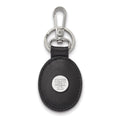 SS Rh-p LogoArt University of Tennessee Black Leather Oval Key Chai