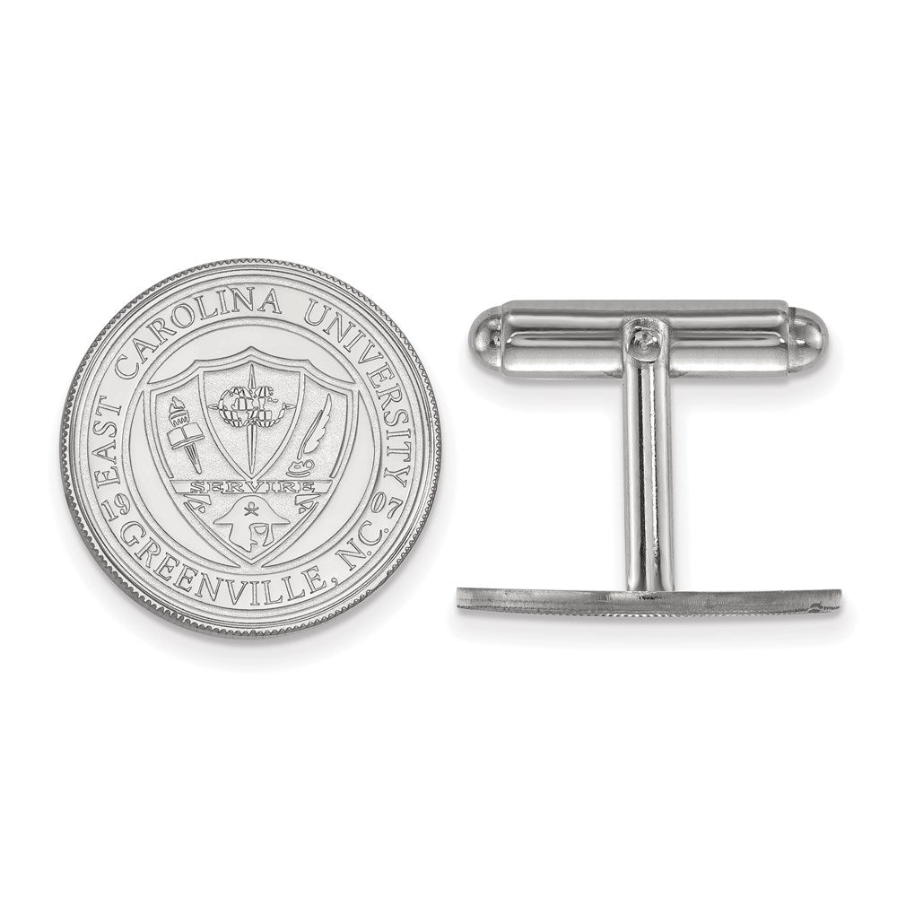 Sterling Silver Rhodium-plated LogoArt East Carolina University Crest Cuff Links