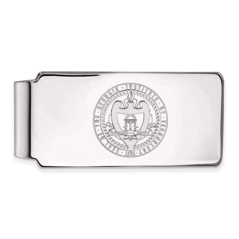 Sterling Silver Rhodium-plated LogoArt Georgia Institute of Technology Crest Money Clip