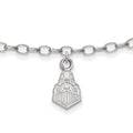 Sterling Silver Rhodium-plated LogoArt Purdue University Boilermakers Train Logo 9 inch Anklet, 9 x 7 mm