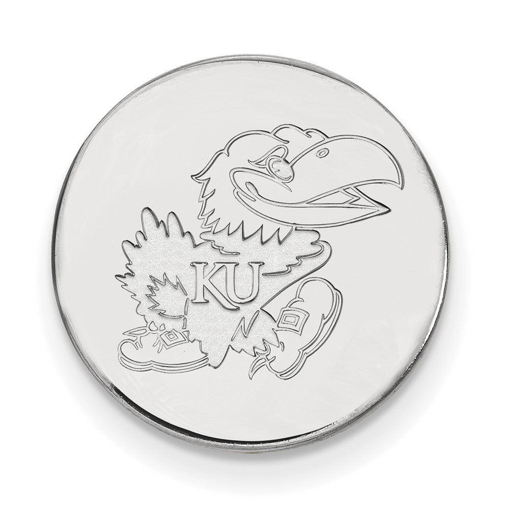 Sterling Silver Rhodium-plated LogoArt University of Kansas Jayhawk Lapel Pin