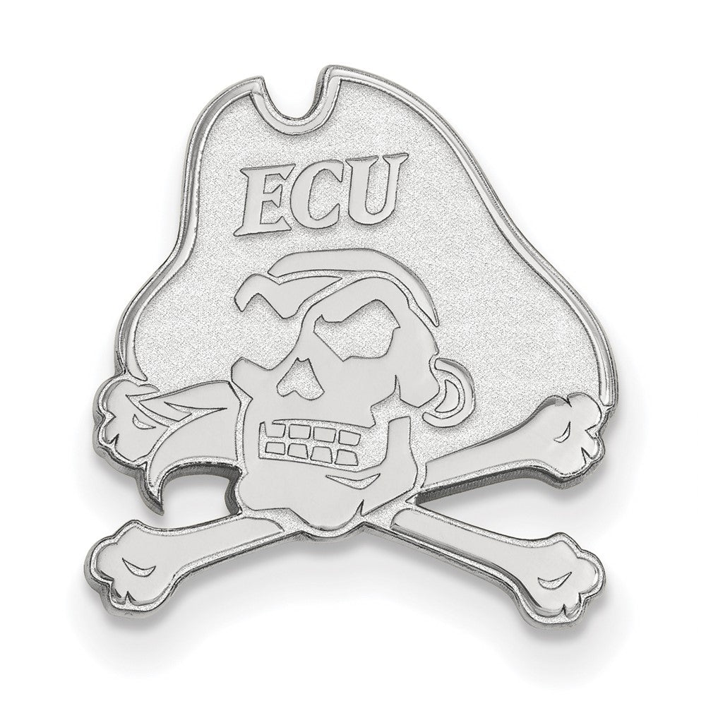 Sterling Silver Rhodium-plated LogoArt East Carolina University Pirate Lapel Pin