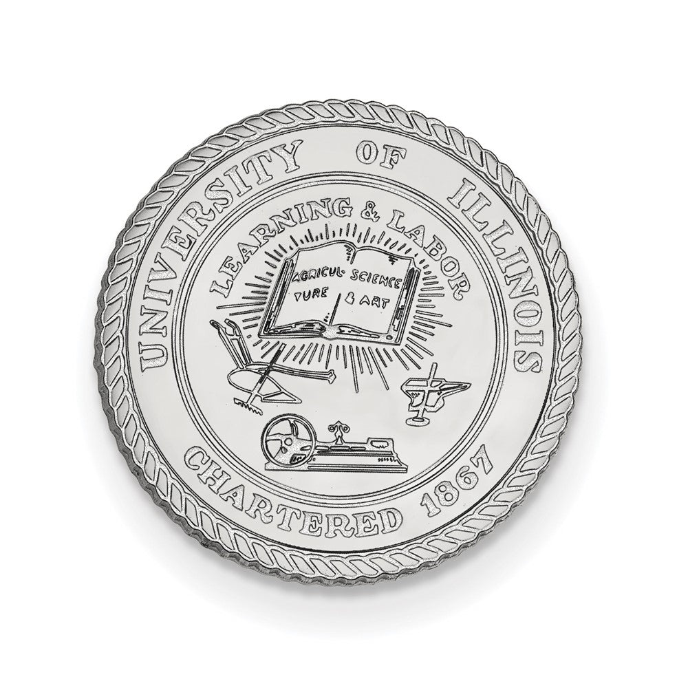 Sterling Silver Rhodium-plated LogoArt University of Illinois Crest Lapel Pin