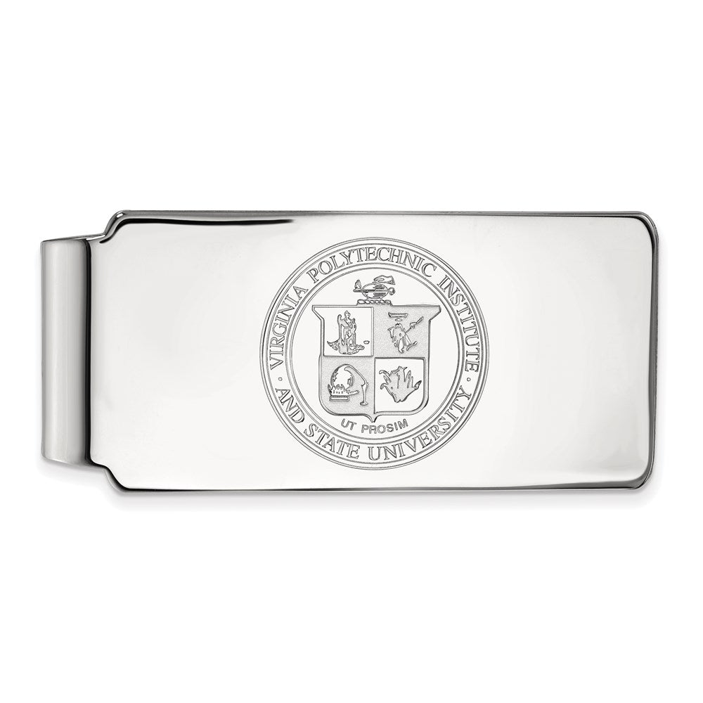 Sterling Silver Rhodium-plated LogoArt Virginia Tech Crest Money Clip