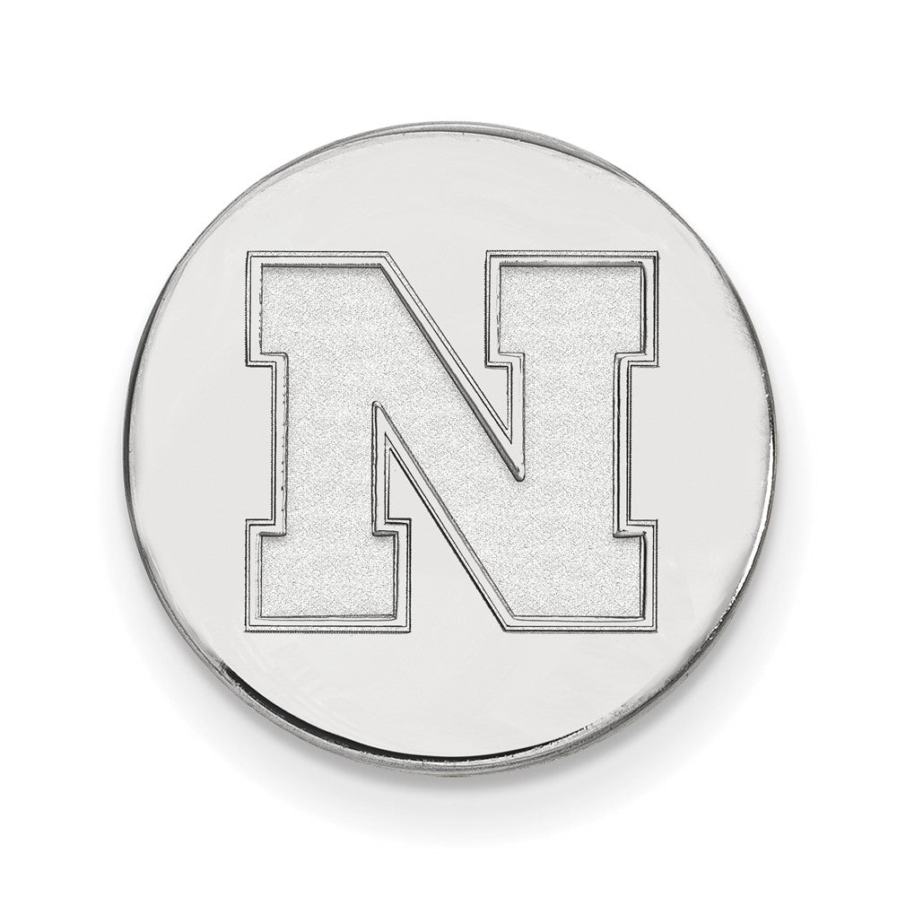 Sterling Silver Rhodium-plated LogoArt University of Nebraska Letter N Disc Lapel Pin
