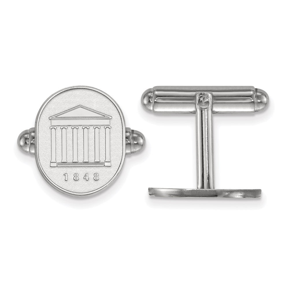 Sterling Silver Rhodium-plated LogoArt University of Mississippi 1848 Crest Cuff Links