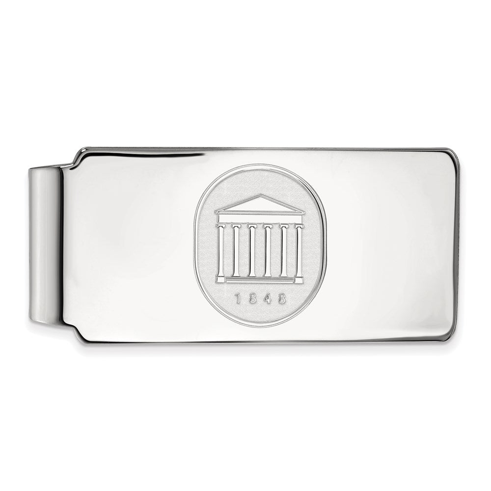 Sterling Silver Rhodium-plated LogoArt University of Mississippi 1848 Crest Money Clip