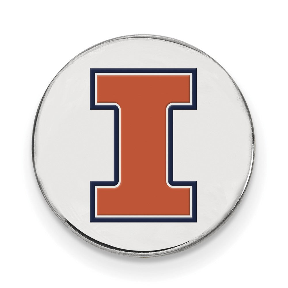 Sterling Silver Rhodium-plated University of Illinois Letter I Enameled Lapel Pin