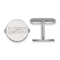 Sterling Silver Rhodium-plated LogoArt Louisiana State University L-S-U Cuff Links