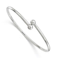 Sterling Silver Flexible w/6.0mm Threaded Ball Bangle, 7.5 mm