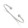 Sterling Silver 2.5mm w/6.0mm Threaded Ball Cuff Bangle, 2.5 mm