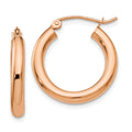 14k Rose Gold 3x20mm Polished Lightweight Tube Hoop Earrings, 20 x 3 mm
