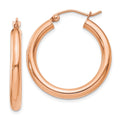14k Rose Gold 3x25mm Polished Lightweight Tube Hoop Earrings, 25 x 3 mm