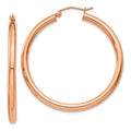 14k Rose Gold 3x40mm Polished Lightweight Tube Hoop Earrings, 40 x 3 mm