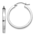 14k White Gold 2x25mm Polished Rectangle Tube Hoop Earrings, 25 x 3 mm