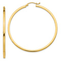 14k 2x50mm Square Tube Hoop Earrings, 50 x 2 mm