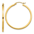14k 2x35mm Square Tube Hoop Earrings, 35 x 2 mm