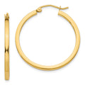 14k 2x30mm Square Tube Hoop Earrings, 30 x 2 mm