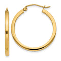 14k 2x25mm Square Tube Hoop Earrings, 25 x 2 mm