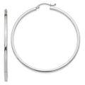 14k White Gold 2x50mm Square Tube Hoop Earrings, 50 x 2 mm