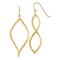 14k Polished Twisted Drop French Hook Earrings, 60 x 25 mm