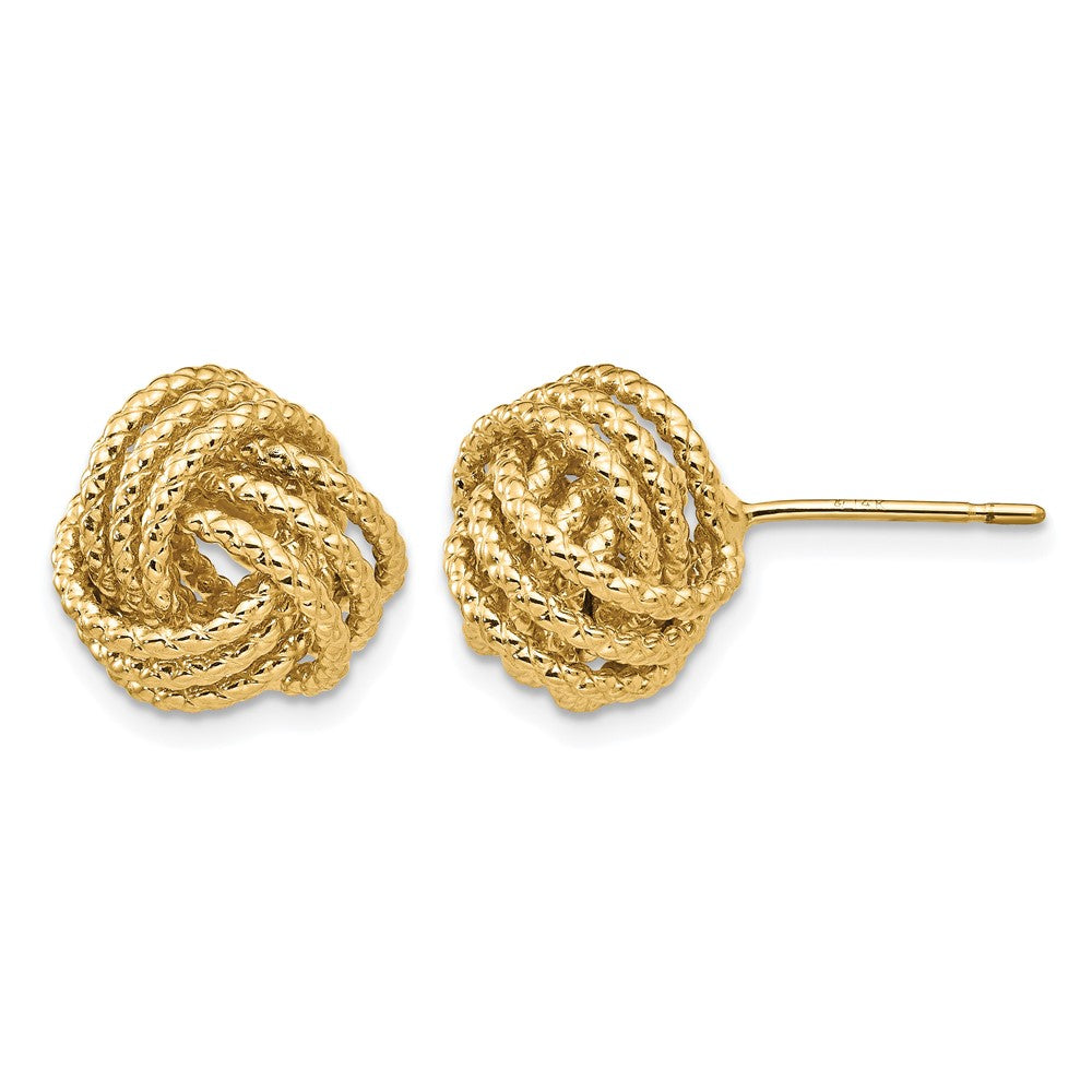14k 12mm Polished and Twisted Love Knot Post Earrings, 12 x 12 mm
