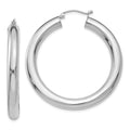 14k White Gold 5x40mm Polished Tube Hoop Earrings, 40 x 5 mm