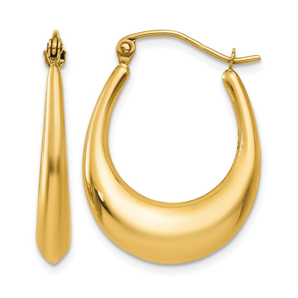 14k Polished Hoop Earrings, 13 x 4 mm