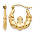 14k Polished Claddagh Hoop Earrings, 19.25 x 3 mm