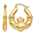 14k Polished Claddagh Hoop Earrings, 23.25 x 4 mm