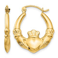 14k Polished Claddagh Hoop Earrings, 23 x 3.5 mm